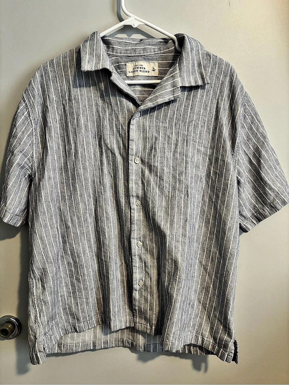 The And Linen Blend Striped Linen Blend Shirt Size Large